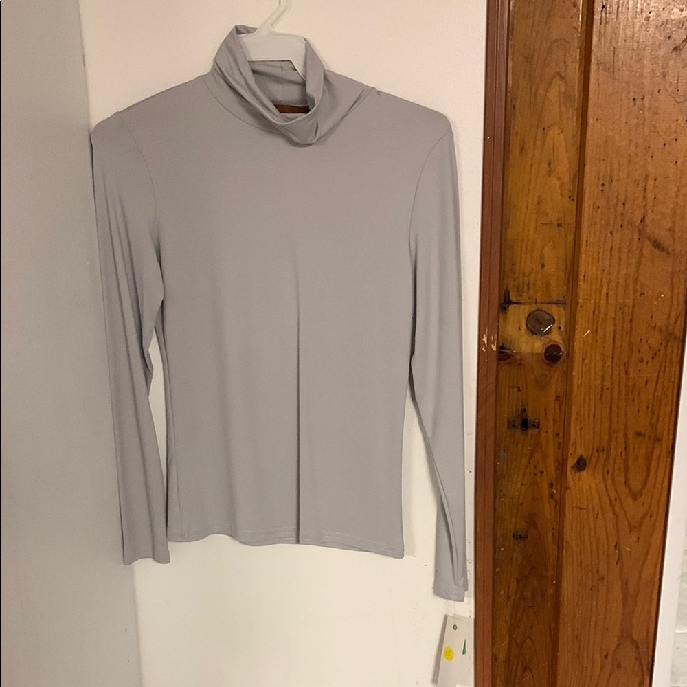 Gray Turtleneck Long Sleeve Top